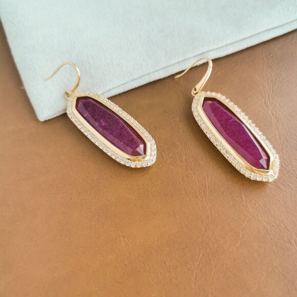 Alicia Bonnie Abigail Gold Red Agate Earrings Trendy Jewelry - Picture 2 of 4